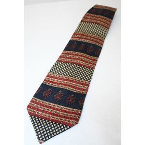 Vollerei Mens Neck Tie 100% Silk Navy Blue Cream/Ivory & Red Floral Pattern